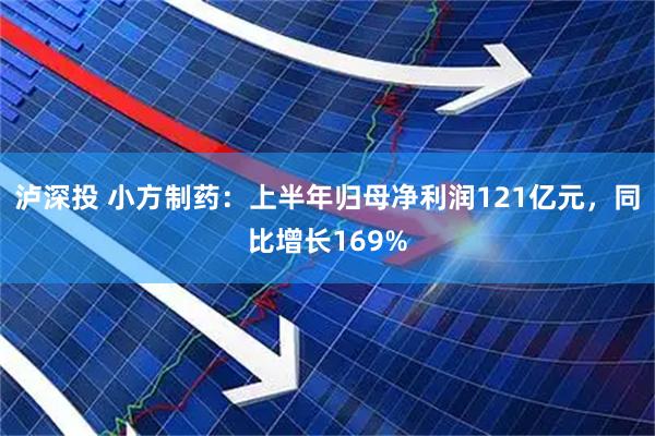 泸深投 小方制药：上半年归母净利润121亿元，同比增长169%